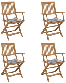 vidaXL Καρέκλες Κήπου Πτυσσόμενες 4 τεμ. Ξύλο Ακακίας με Μαξιλάρια
