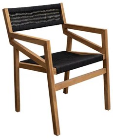 Πολυθρόνα Teak 5486 G Από μασίφ ξύλο Teak Πλεκτή με σχοινί Διάσταση: 056*057*085cm Χρώμα σχοινιού: Μαύρο