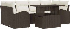 vidaXL Σετ Καναπέ Κήπου με μαξιλάρι 7 pcs Καφέ Πολυ ράταν