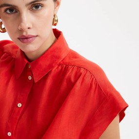 Κοντομάνικο λινό φόρεμα, Signature Heloïse