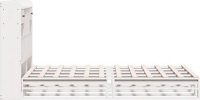 vidaXL Κρεβάτι Βιβλιοθήκη Χωρίς Στρώμα Λευκό 135x190 εκ Μασίφ Πεύκο