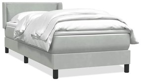 vidaXL Κρεβάτι Boxspring με Στρώμα Ανοιχτό Γκρι 80x210 εκ. Βελούδινο