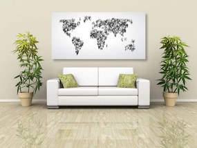 Εικόνα χάρτης του κόσμου που αποτελείται από ανθρώπους σε μαύρο & άσπρο - 120x60
