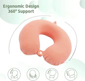 Μαξιλαράκι Ταξιδίου Memory Foam Σχήμα Πέταλο - Πορτοκαλί