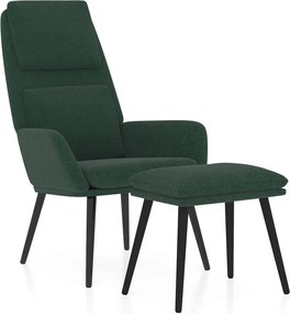 vidaXL Πολυθρόνα Relax Σκούρο Πράσινο Υφασμάτινη με Σκαμπό