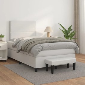 Κρεβάτι Boxspring με Στρώμα Λευκό 120x200εκ.από Συνθετικό Δέρμα - Λευκό