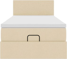 vidaXL Οθωμανικό κρεβάτι με στρώμα Cream 90x190cm ύφασμα