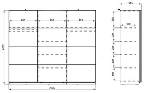 Ντουλάπα Sardinia 270 Artisan Oak - Μαύρο 262.5x65.5x224 εκ. 262.5x65.5x224 εκ.