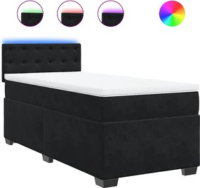vidaXL Κρεβάτι Boxspring με Στρώμα Μαύρο Single Βελούδινο