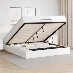 vidaXL Οθωμανικό κρεβάτι με στρώμα Λευκό 160x200cm Faux Leather
