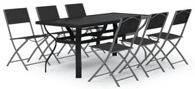 vidaXL Σετ Τραπεζαρίας Κήπου 7 Τεμαχίων Γκρι / Μαύρο
