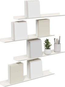 vidaXL Πλωτό ράφι Επιτοίχιο 4 pcs Λευκός 60 x 9 x 2,5 εκ Ατσάλι