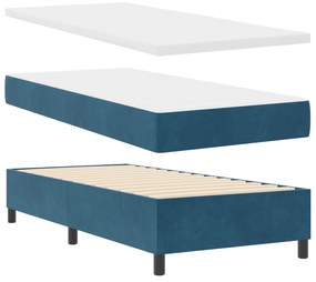 vidaXL Κρεβάτι Box Spring με Στρώμα Σκούρο Μπλε 100x200 εκ Βελούδο