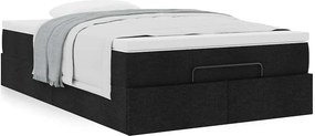 vidaXL Οθωμανικό κρεβάτι με στρώμα Μαύρο 120x190 cm Ύφασμα