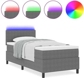 vidaXL LED Κρεβάτι με βάθρο Ανοιχτό Γκρι και Λευκό 80 x 200 cm