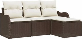 vidaXL Σετ Καναπέ Κήπου με μαξιλάρι 4 pcs Καφέ Πολυ ράταν