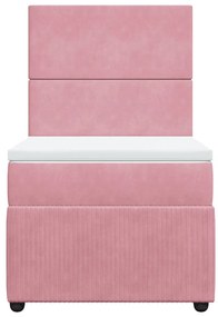 vidaXL Κρεβάτι Boxspring με Στρώμα Ροζ 100x200 εκ. Βελούδινο
