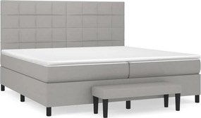 vidaXL Κρεβάτι Boxspring με Στρώμα Ανοιχτό Γκρι 200x200 εκ. Υφασμάτινο