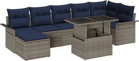 vidaXL Σετ Καναπέ Κήπου με μαξιλάρι 8 pcs Γκρι Πολυ Ρατάν