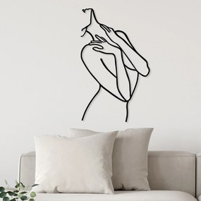 Decorative Metal Wall Accessory Woman Lines Black