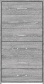vidaXL Ντουλάπι με 6 Συρτάρια Γκρι Sonoma 50x34x96 εκ. Επεξεργ. Ξύλο