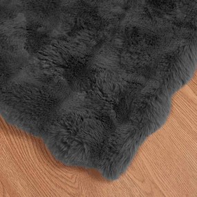 vidaXL Ψεύτικη κουβέρτα από κουνέλι Olite 4 pcs Σκούρο Γκρι