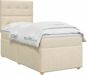 vidaXL Κρεβάτι box spring με στρώμα Κρεμ 100 x 200 cm Ύφασμα