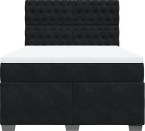 vidaXL Κρεβάτι Boxspring με Στρώμα Μαύρο 140x200 εκ. Βελούδινο