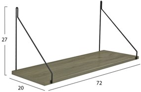 Ραφι Τοίχου Agilan Μελαμίνης Olive Grey 72x20x27Y Εκ.
