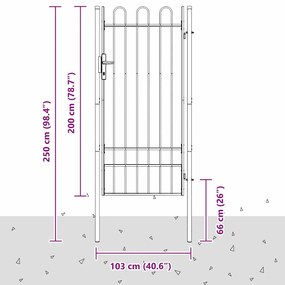 vidaXL Πύλη Φράχτη Γκρι 100 x 200 cm Χάλυβας με Επικάλυψη Πούδρας