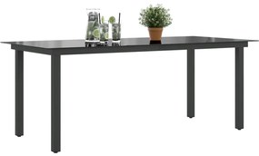 vidaXL Τραπέζι Κήπου Μαύρο 190 x 90 x 74 εκ. από Αλουμίνιο / Γυαλί