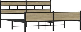 vidaXL Σκελετός Κρεβ. Χωρίς Στρώμα Sonoma Δρυς 193x203 εκ. Μεταλλικό