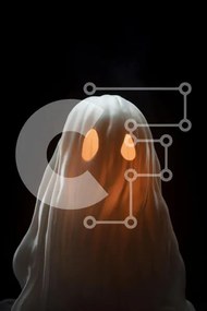 Intra Συλλεκτικό Ξύλινο Παζλ Plywood 4mm - Απόκοσμο φάντασμα με λαμπερά μάτια και ανοιχτό στόμα Σε Ξύλινο Κουτί - Διαστάσεις Puzzle: 10x10 cm – 25 κομμάτια