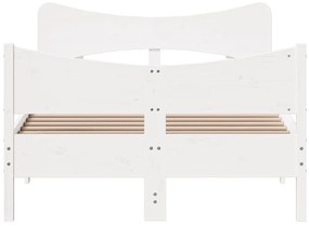 Πλαίσιο Κρεβατιού με Κεφαλάρι Λευκό 120x200 εκ. από Μασίφ Πεύκο - Λευκό