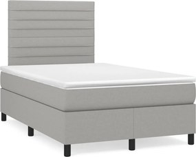 vidaXL Κρεβάτι Boxspring με Στρώμα &amp; LED Αν.Γκρι 120x190εκ. Υφασμάτινο