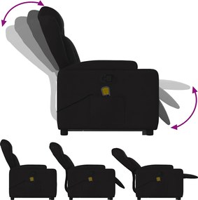 vidaXL Πολυθρόνα Μασάζ Ανακλινόμενη με Ανύψωση Μαύρη Υφασμάτινη