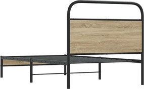 vidaXL Πλαίσιο Κρεβ. Χωρ. Στρώμα Καπνιστή Δρυς 90 x 190 εκ. Επεξ. Ξύλο