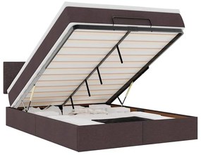 vidaXL Οθωμανικό κρεβάτι με στρώμα & LEDs Σκούρο καφέ 140x200cm ύφασμα