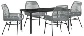 vidaXL Σέτ φαγητού για κήπο 5 pcs Γκρι συνθετικό ρατάν