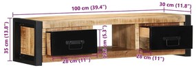 ντουλάπι τηλεόρασης 100x30x25 cm Στερεό ακατέργαστο ξύλο Mango - Καφέ