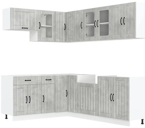 vidaXL Σετ Ντουλάπια Κουζίνας 11 τεμ. Lucca Γκρι Σκυροδ. Επεξ. Ξύλο