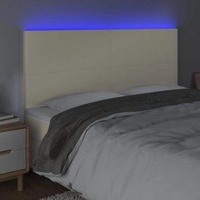 vidaXL Κεφαλάρι Κρεβατιού LED Κρεμ 180x5x118/128 εκ. Συνθετ. Δέρμα