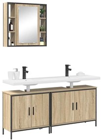 vidaXL Σετ Επίπλων Μπάνιου με ράφι με πόρτα 3 pcs Καφέ 60 x 30 x 60 cm