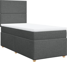vidaXL Κρεβάτι Boxspring με Στρώμα Σκούρο Γκρι 100x200 εκ. Υφασμάτινο