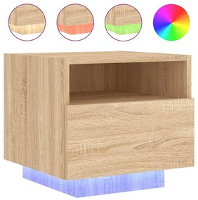 vidaXL Κομοδίνα με Φώτα LED 2 τεμ. Sonoma Δρυς 40 x 39 x 37 εκ.