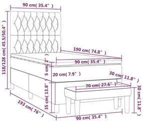 Κρεβάτι Boxspring με Στρώμα Taupe 90x190 εκ.Υφασμάτινο - Μπεζ-Γκρι