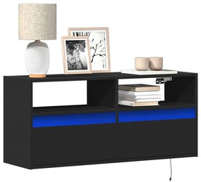 Έπιπλο Τοίχου Τηλεόρασης με LED Μαύρο 100x31x45 εκ.