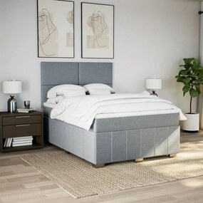 vidaXL Κρεβάτι Boxspring με Στρώμα Ανοιχτό Γκρι 140x200 εκ. Υφασμάτινο