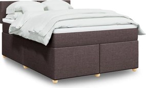 vidaXL Κρεβάτι Boxspring με Στρώμα Σκούρο Καφέ 140x200 εκ Υφασμάτινο