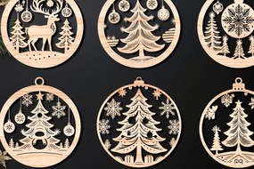 Σετ των 3 Intra απο ξύλο plywood 3mm-4mm πάχος Χριστουγεννιάτικο στολίδι Δίασταση 8x8 cm INTRAFABR-107636783